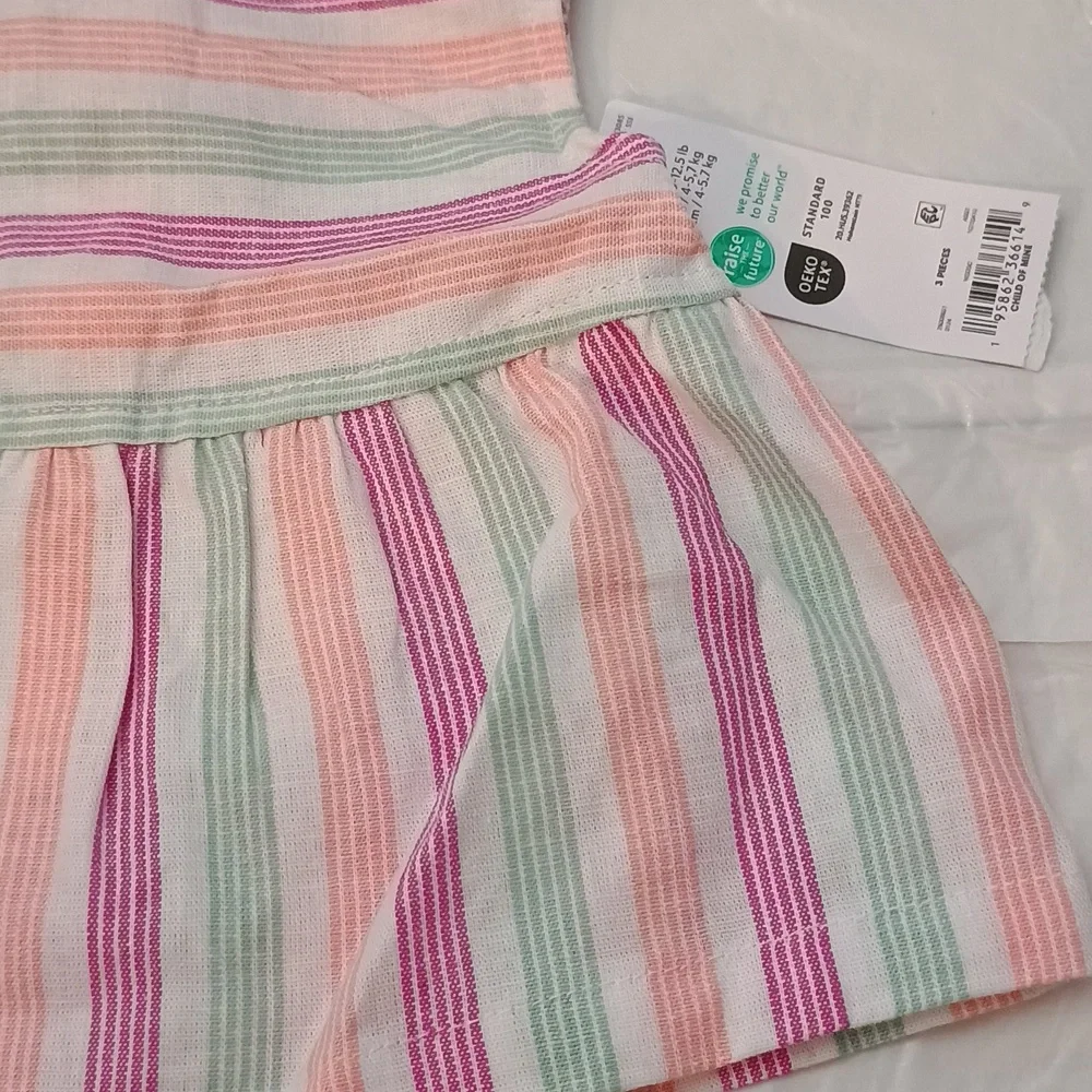 Carter's 2 Piece Striped Sleeveless Casual Dress 0-3 Months